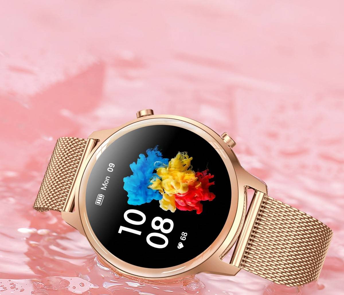 Smartwatch-Damen-Gold-Fitnessuhr-Damen-Frau-Smart-Watch-Watch-Uhr